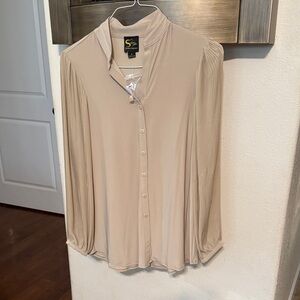 Serena Williams Cream Button-Up Blouse